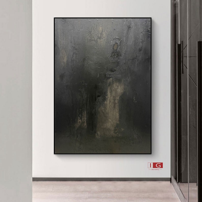 Black Canvas Wall Art Black Abstract Art Black Wall Art Black Etsy