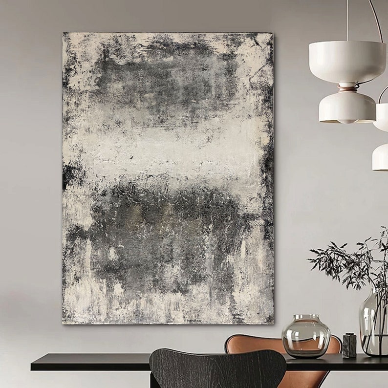 Black Abstract Painting Black and Grey Abstract Wall Art Black Etsy