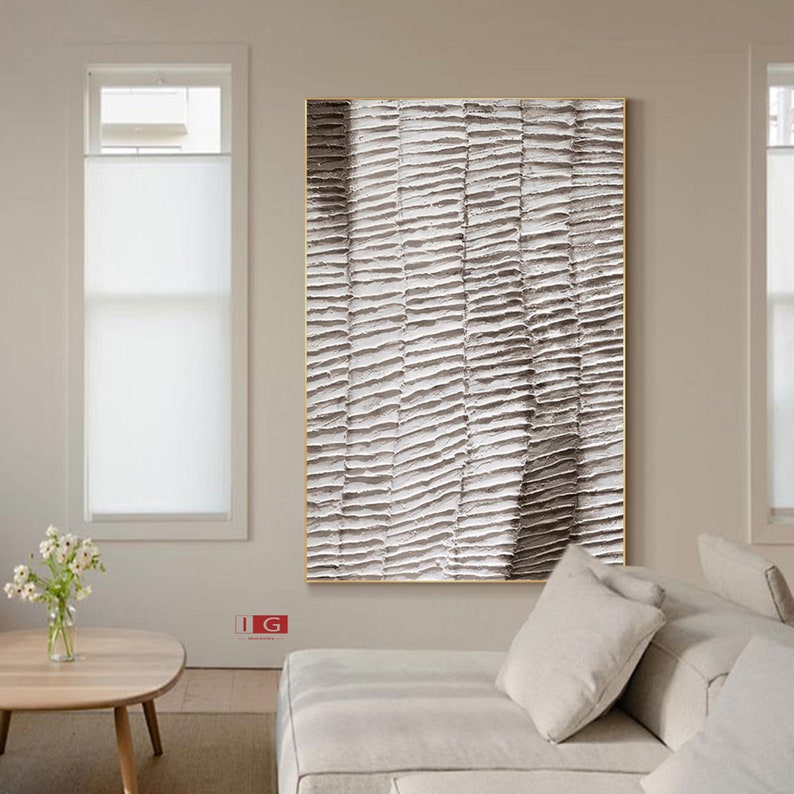 White and Brown Textured Wall Art White and Brown Abstract Art Etsy