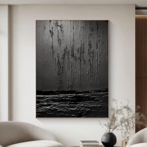 Black Textured wall art Black 3D Minimalist Painting Large Black Abstract Painting Black wall art Black wall decor Black Abstract art