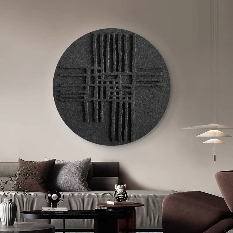 Circle Black Abstract Art Black Circle Wall Art Black Wall Art Etsy