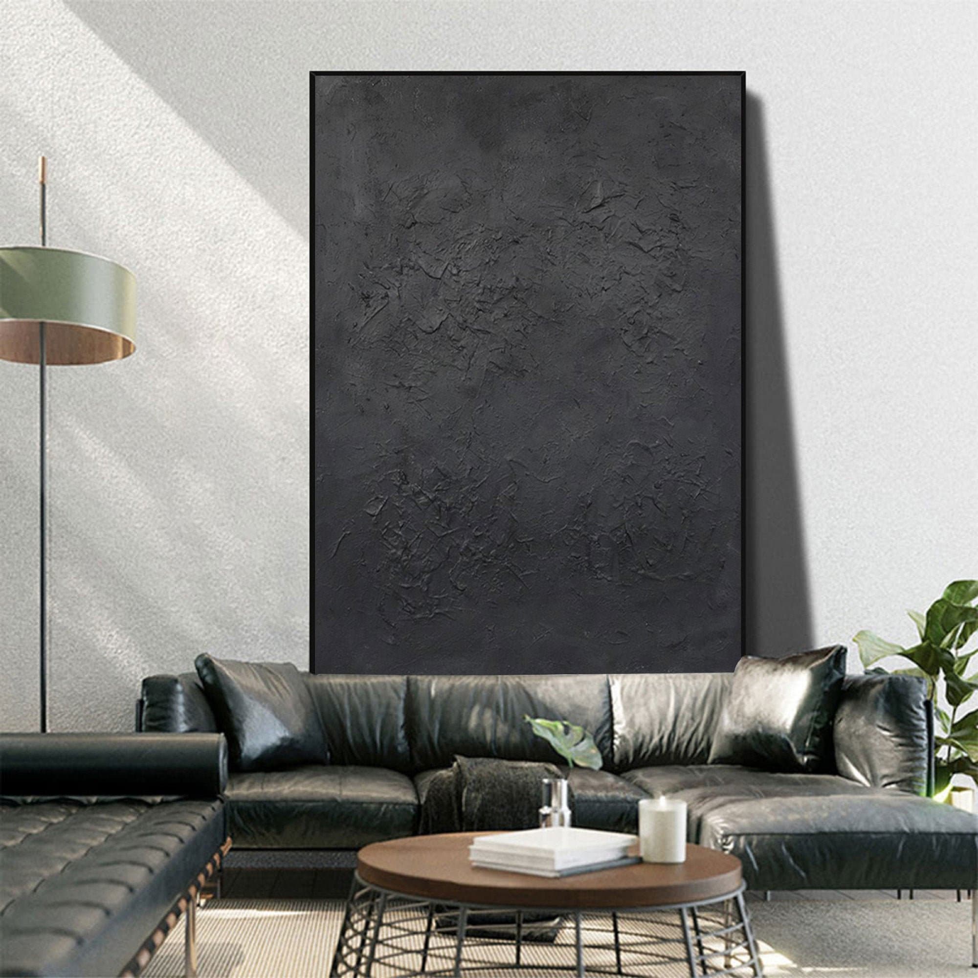 Black textured wall art Black wall art Black Abstract Painting Etsy