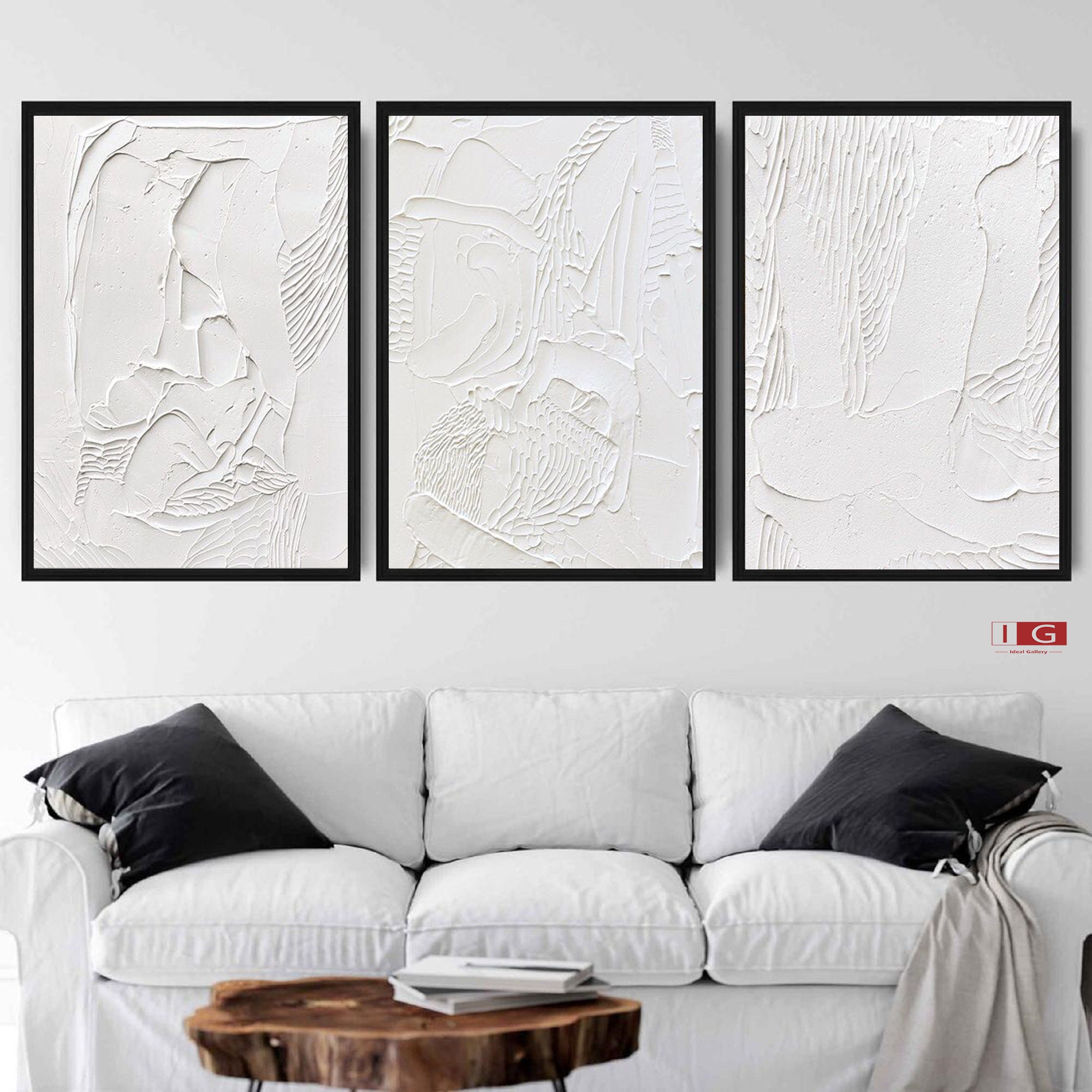 Arte mural texturizado blanco Conjunto de 3 paredes blancas Etsy