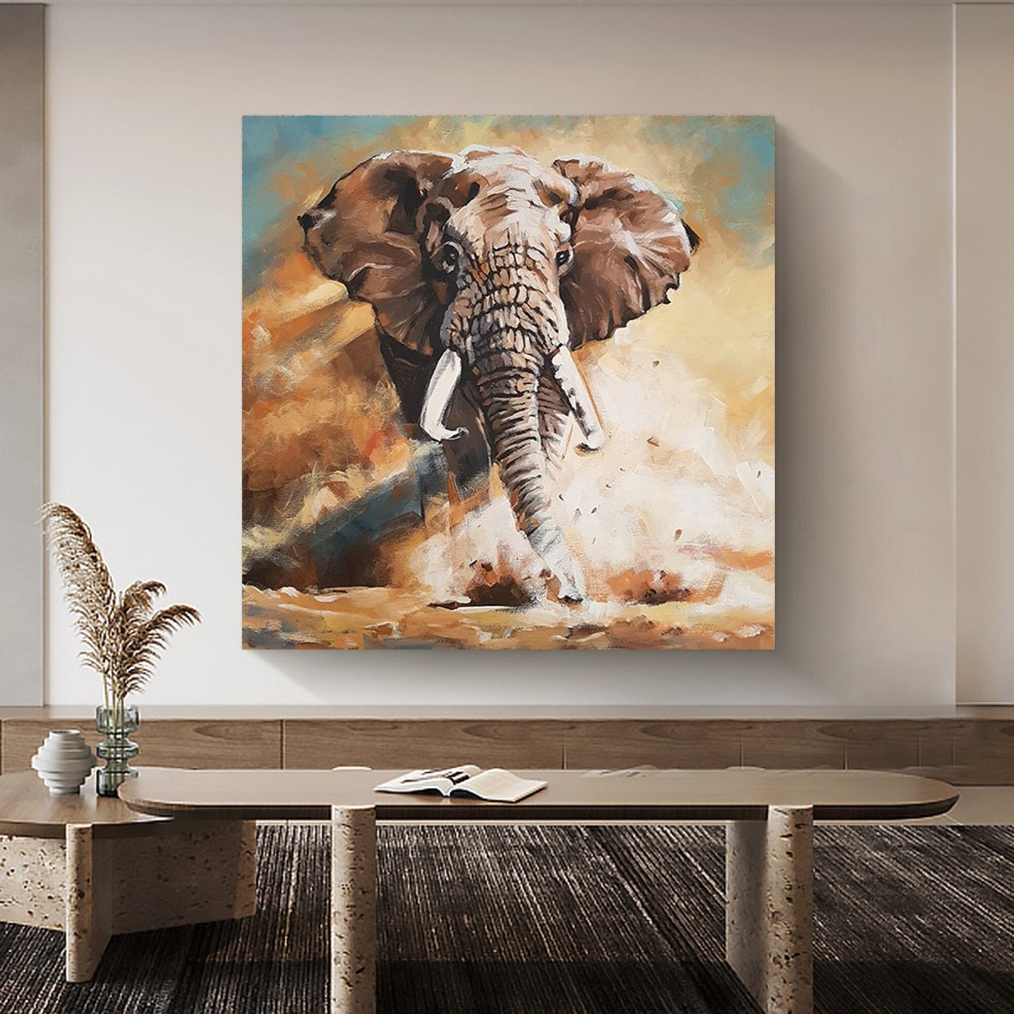 Elephant Art Canvas Painting - Elephant Painting for Sale