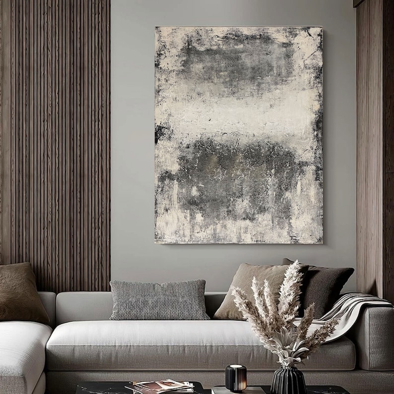 Black Abstract Painting Black and Grey Abstract Wall Art Black Etsy