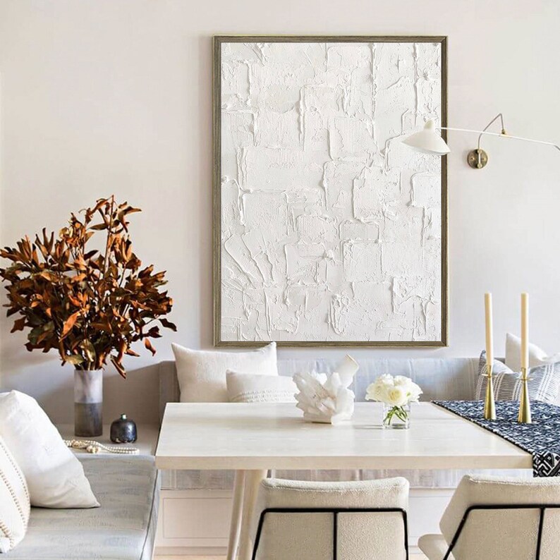 Large White Abstract Wall Art Hand-painted Wall Decor Home - Etsy