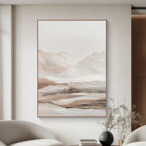 Beige canvas wall art Beige landscape painting Beige Abstract art Beige and white wall Decor Beige wall art Beige Minimalist Painting