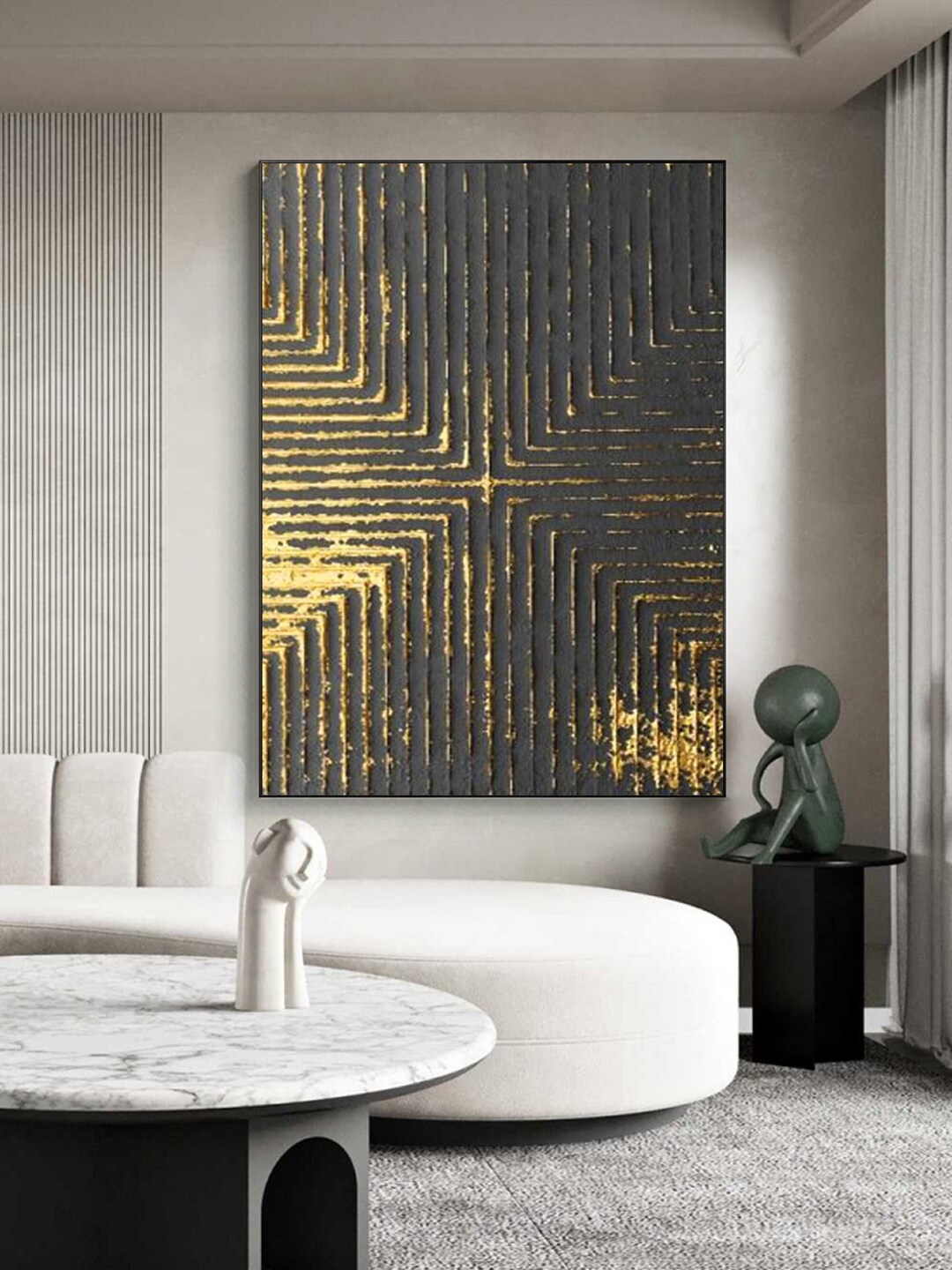 Black and Gold Textured Wall Art Black and Gold Abstract Art Etsy