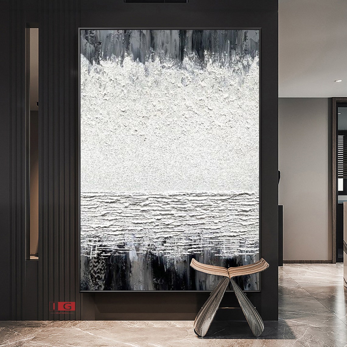 Black and white wall art Black framed abstract art white 3d Etsy