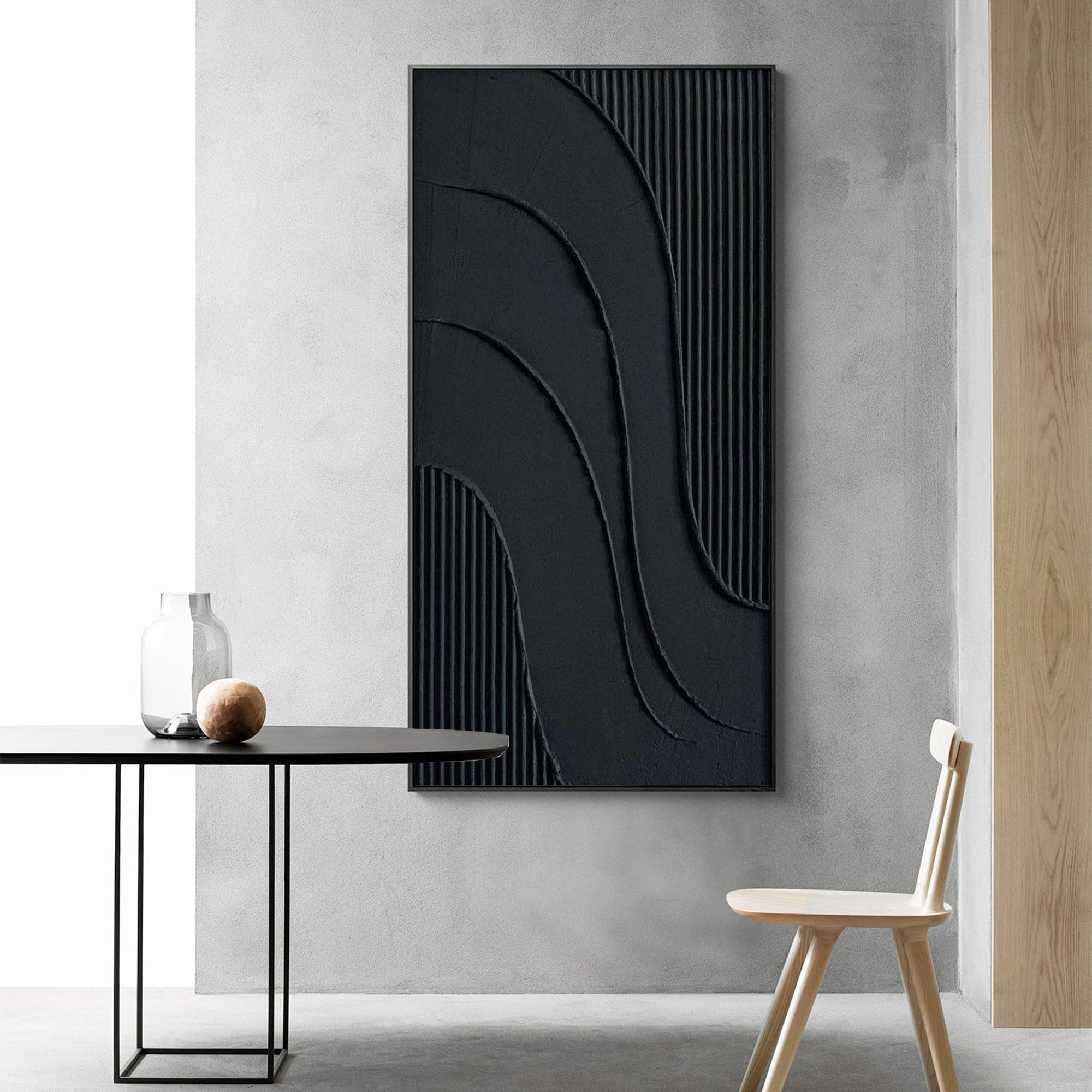 Black Textured Wall Art Black Wall Art Black Abstract Painting Etsy