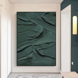 Wabi-Sabi Wall Art green wall art green painting green abstract art canvas minimalist Bohemian wall painting 3d texture square green art