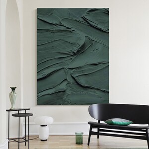 Wabi-Sabi Wall Art green wall art green painting green abstract art canvas minimalist Bohemian wall painting 3d texture square green art image 8