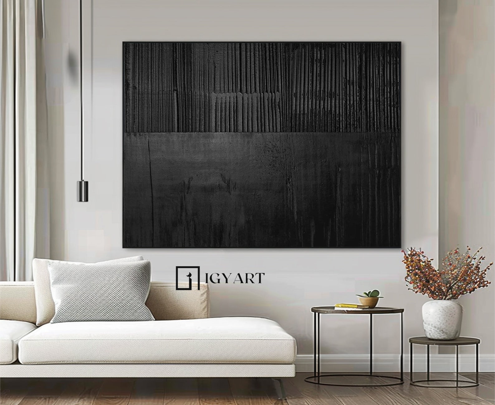 Large Black 3D Textured Abstract Painting, Minimalist Wall Art - Etsy