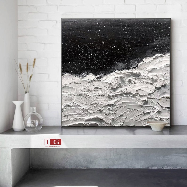 Black Textured Wall Art Black and White Abstract Art Black and Etsy