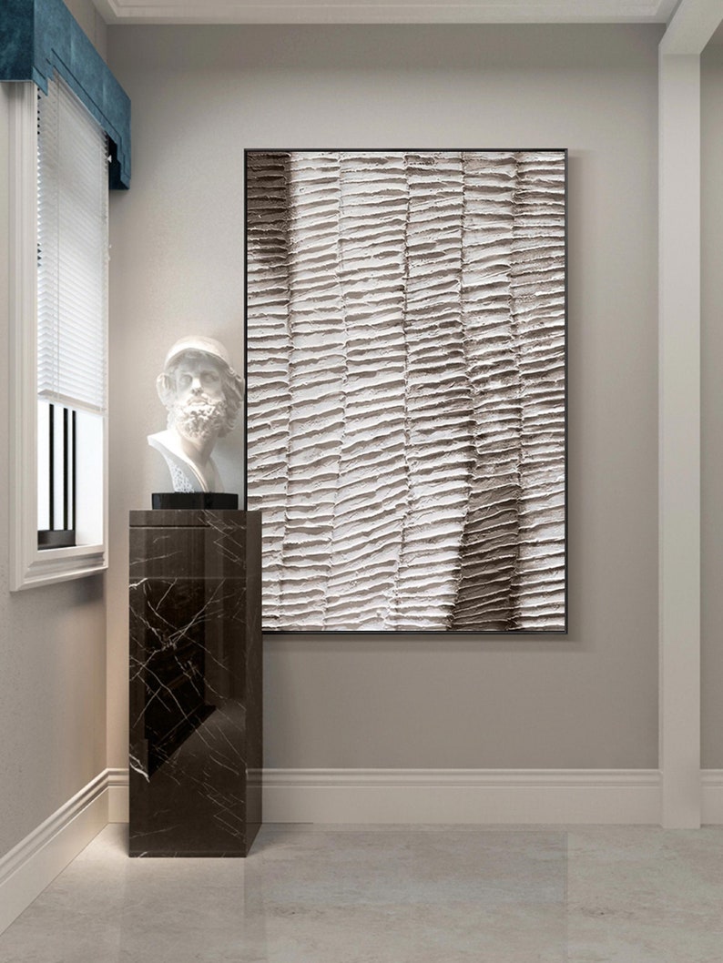 White and Brown Textured Wall Art White and Brown Abstract Art Etsy