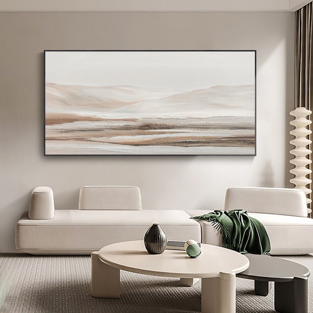 ベージュの風景抽象画 ベージュの抽象画 茶色のテクスチャ壁アート