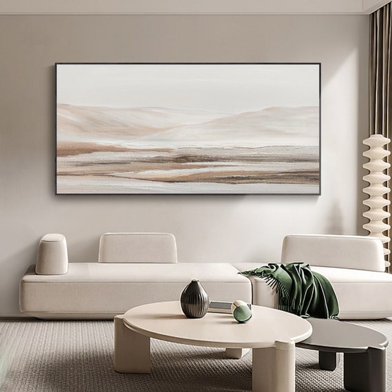 ベージュの風景抽象画 ベージュの抽象画 茶色のテクスチャ壁アート