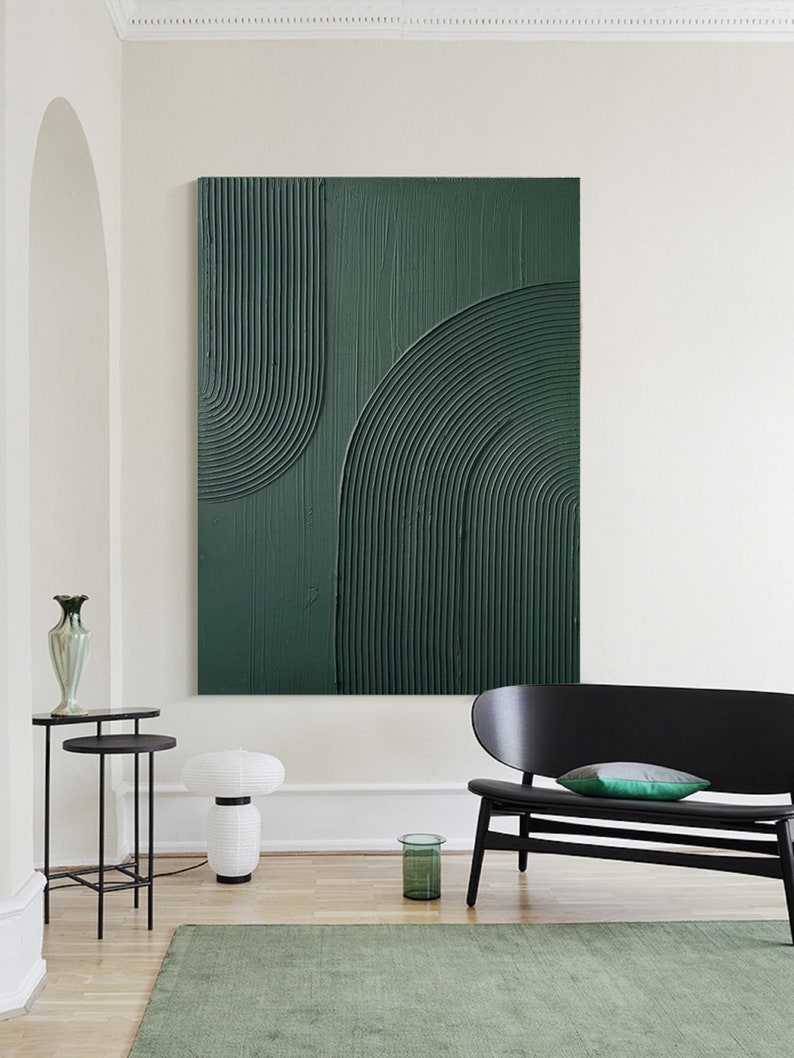 Arch Wall Art Green minimalism painting green wall art green textured wall art green Arch Wall Art painting Large green abstract painting image 7