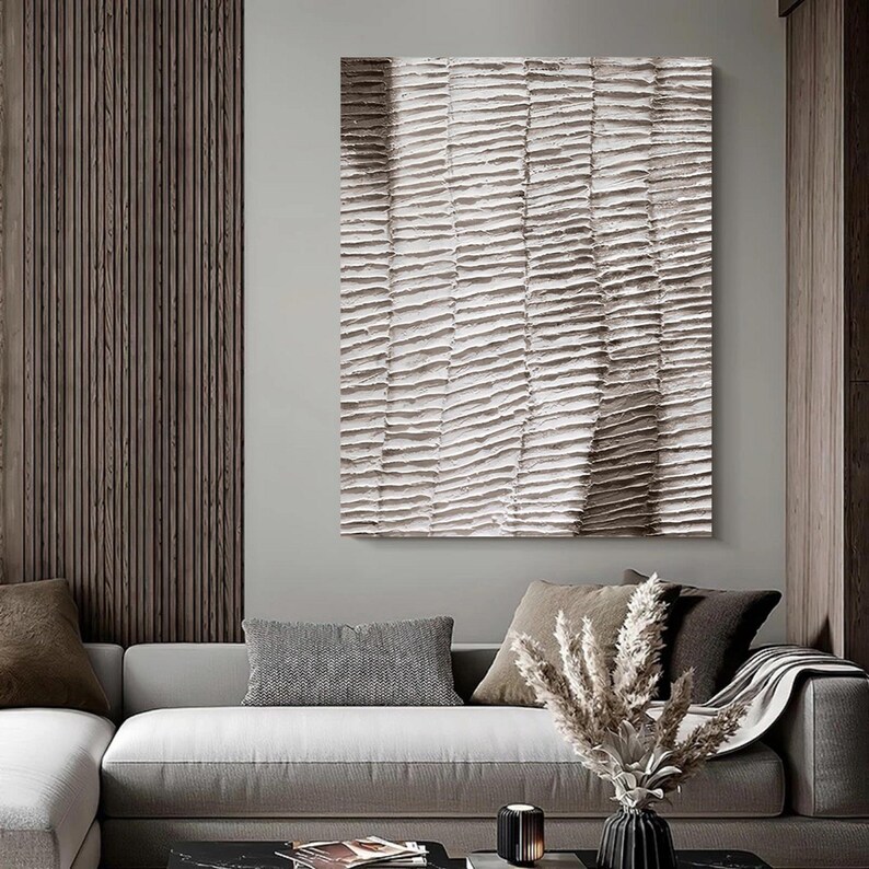 White and Brown Textured Wall Art White and Brown Abstract Art Etsy