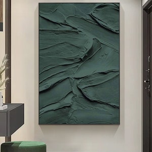 Wabi-Sabi Wall Art green wall art green painting green abstract art canvas minimalist Bohemian wall painting 3d texture square green art image 7