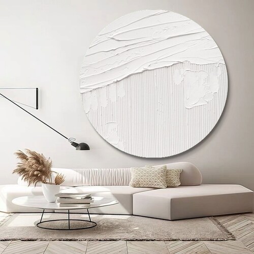 White Abstract Painting White Wall Painting White 3D Textured Etsy