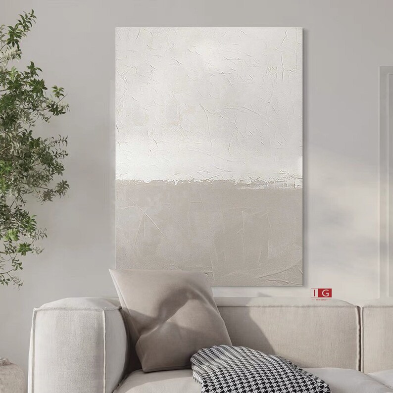 Beige Wall Art Beige Minimalist Painting Beige and White Etsy