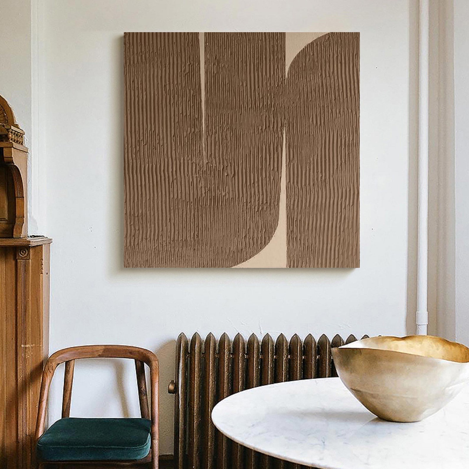 Brown Wall Decor Brown Wall Art Brown Minimalist Painting Etsy