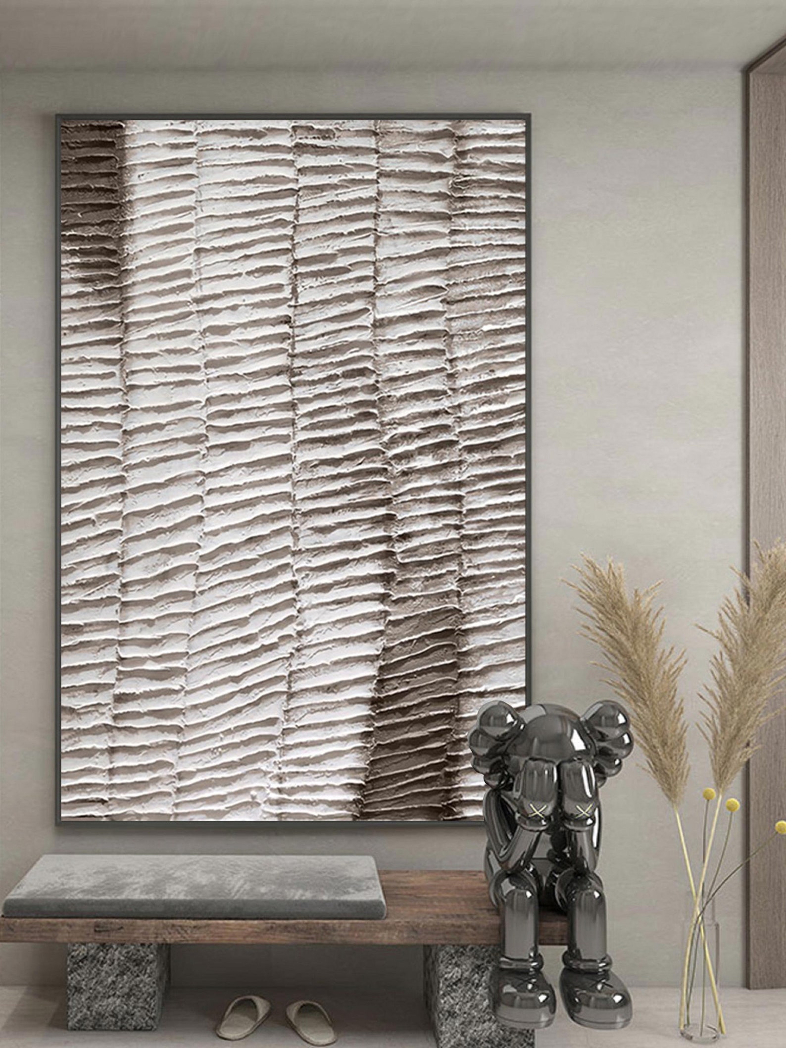 White and Brown Textured Wall Art White and Brown Abstract Art Etsy