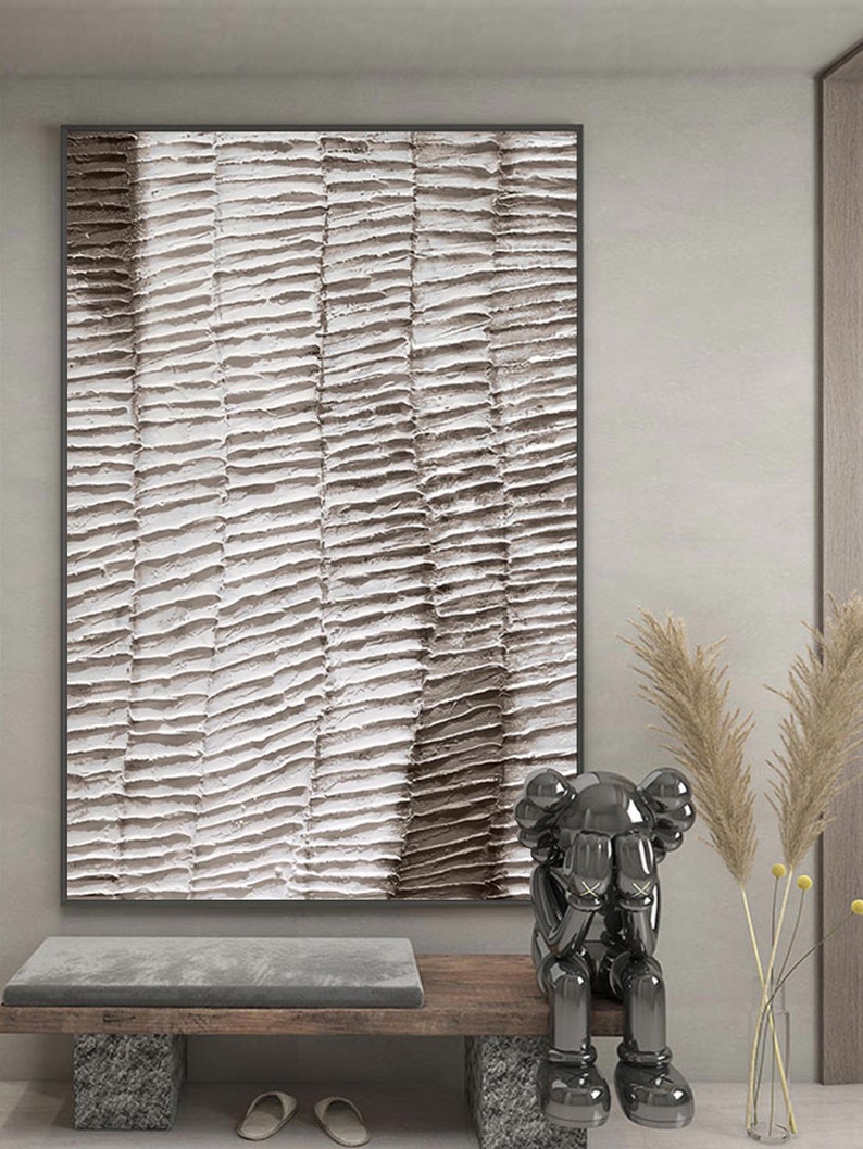 White and Brown Textured Wall Art White and Brown Abstract Art Etsy