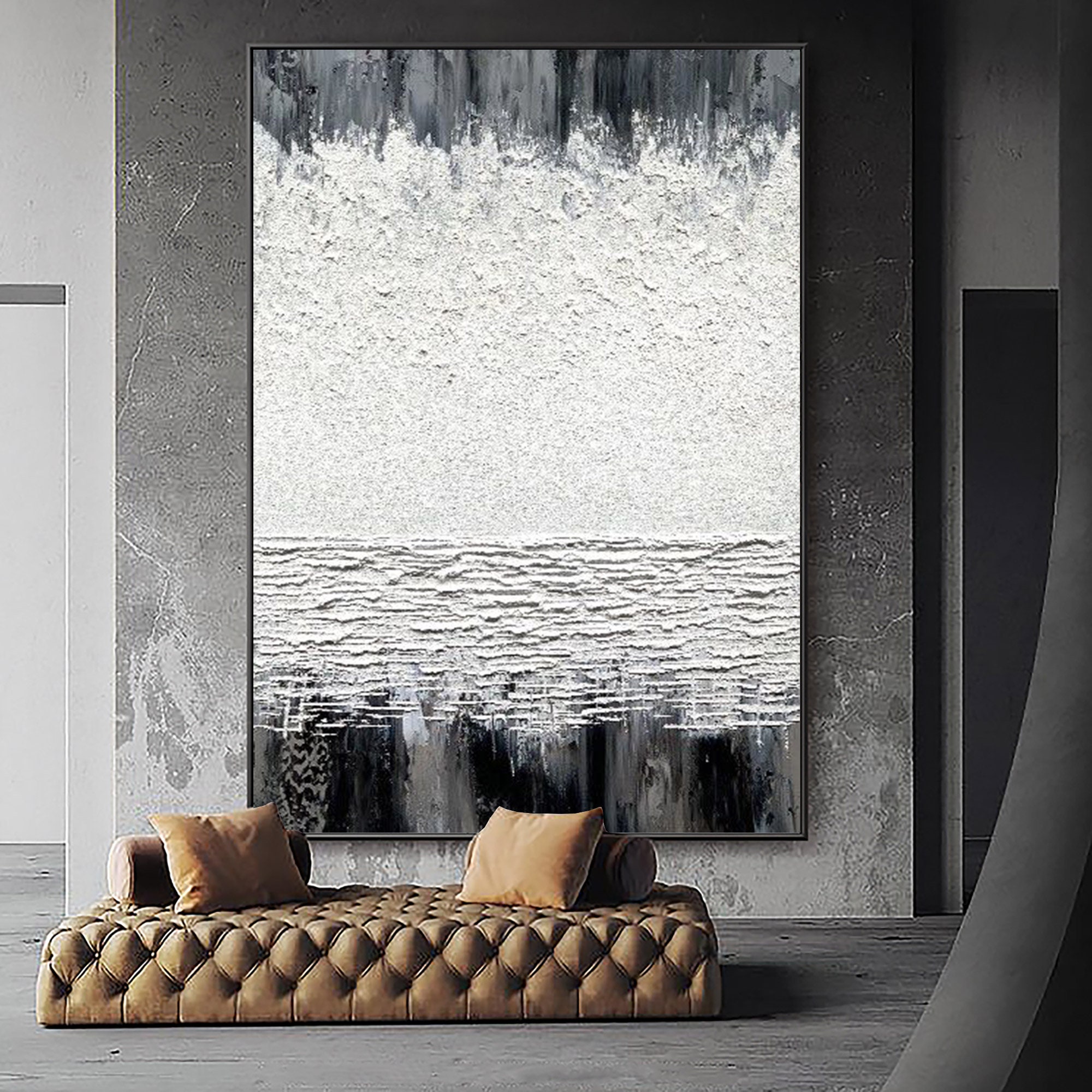 Black and white wall art Black framed abstract art white 3d Etsy