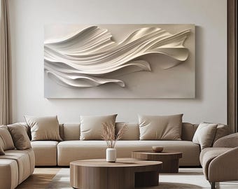 Arte murale intagliata in legno beige testurizzato: dipinto minimalista 3D