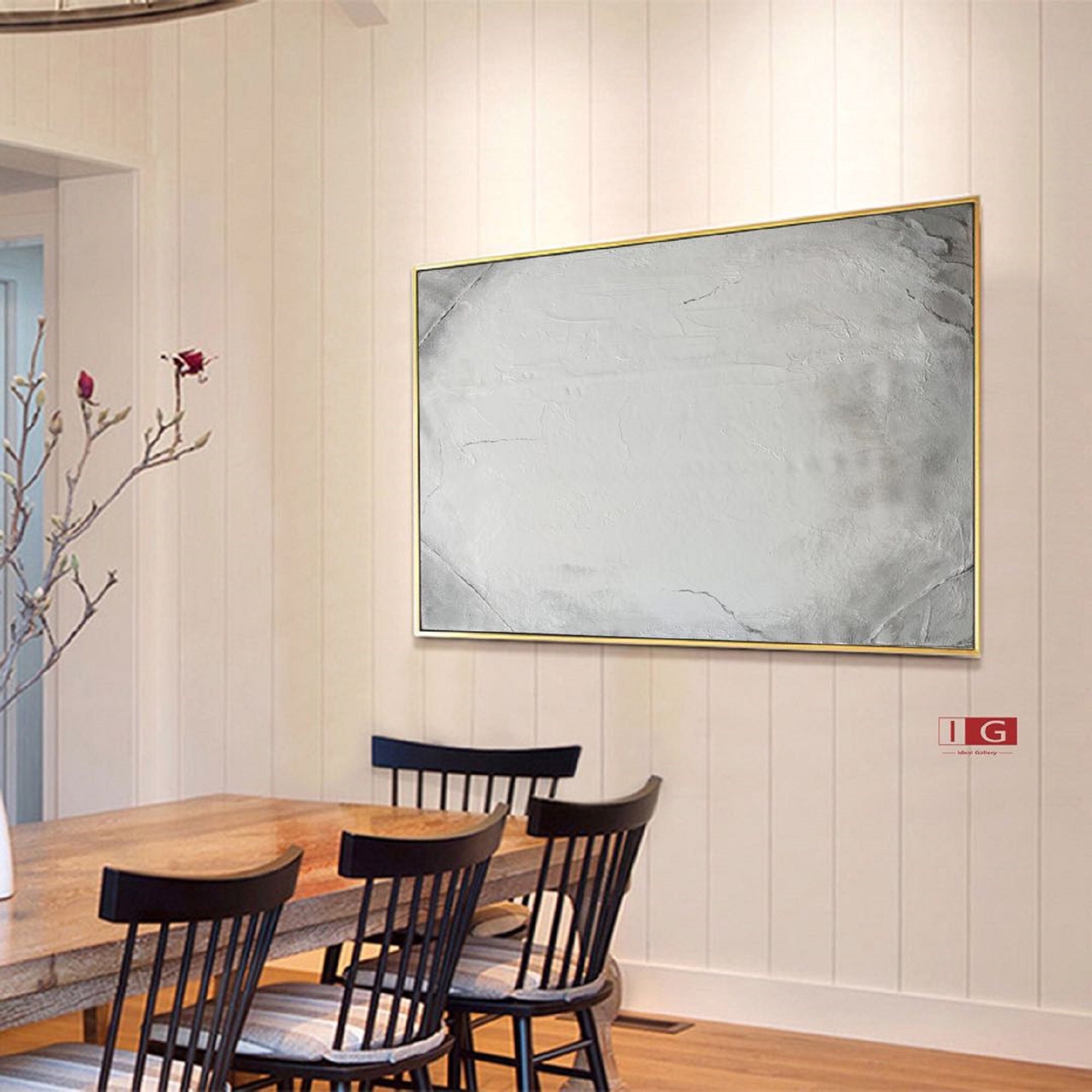 Grey wall art grey abstract art white and grey canvas art grey Etsy