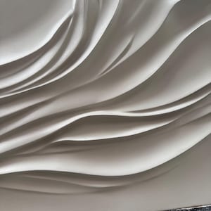Hand-Painted Beige Textured Wood Carving: Abstract 3D Wall Art image 3