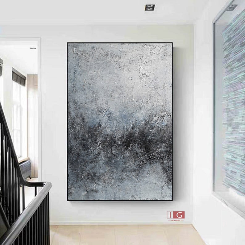 Blue Abstract Art Black and Grey Wall Art Blue Abstract Art - Etsy