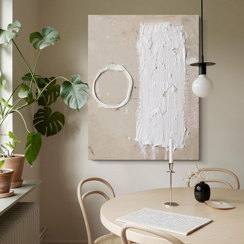 Beige Wall Art Beige and White Wall Decor Large White Abstract Etsy