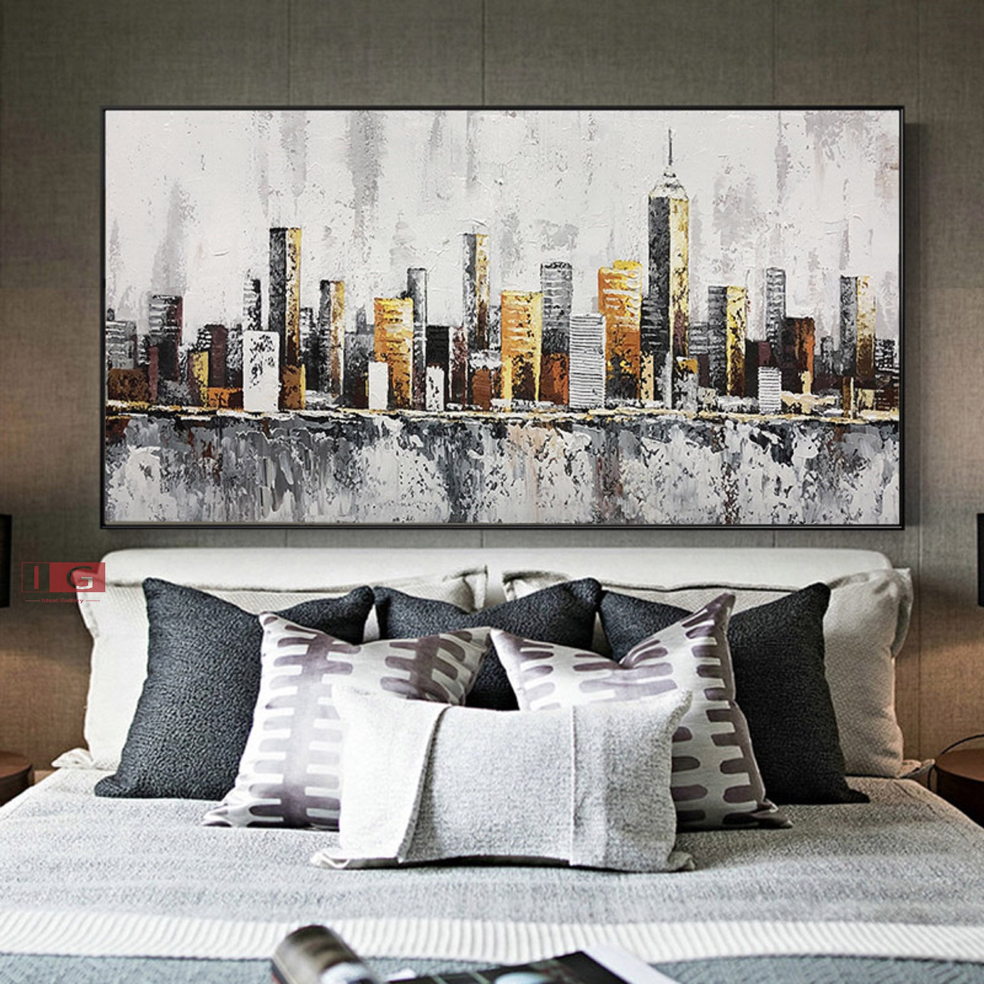 New York city wall decor Large Urban Abstract painting New Etsy