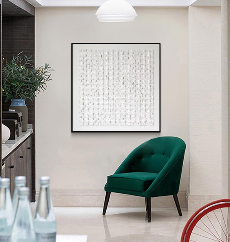 art du plâtre blanc art du plâtre sur toile peinture minimaliste blanche peinture abstraite blanche grande art mural blanc texturé art mural 3d blanc image 6