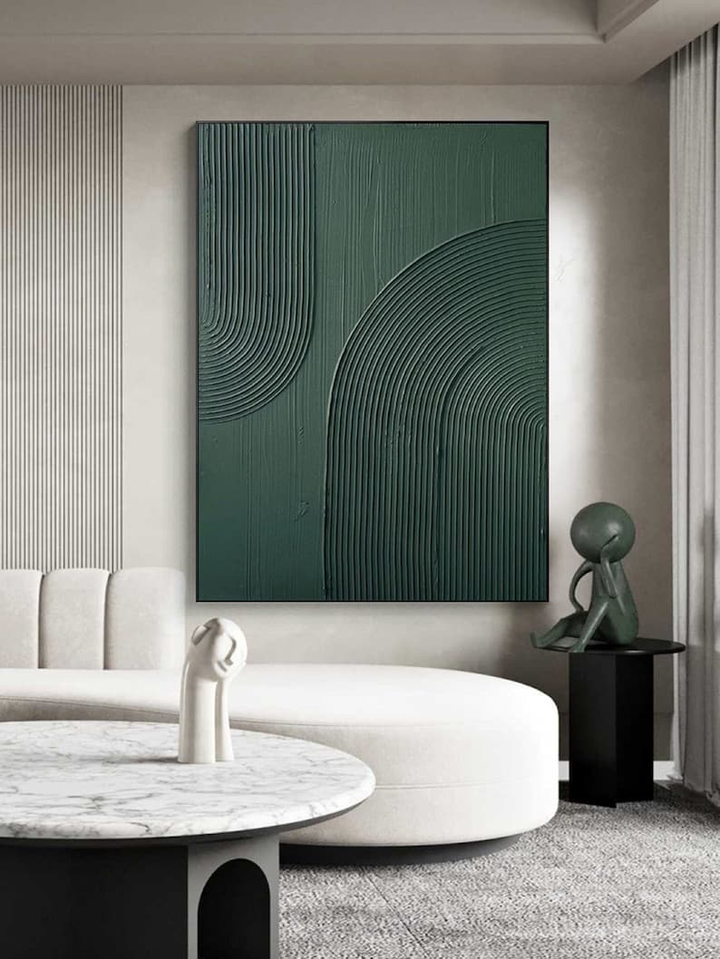 Arch Wall Art Green minimalism painting green wall art green textured wall art green Arch Wall Art painting Large green abstract painting image 4