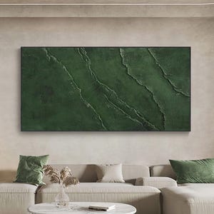 Green Abstract Painting Sage green landscape painting Green waves Abstract painting Green Wall Art Green wall decor Green canvas art