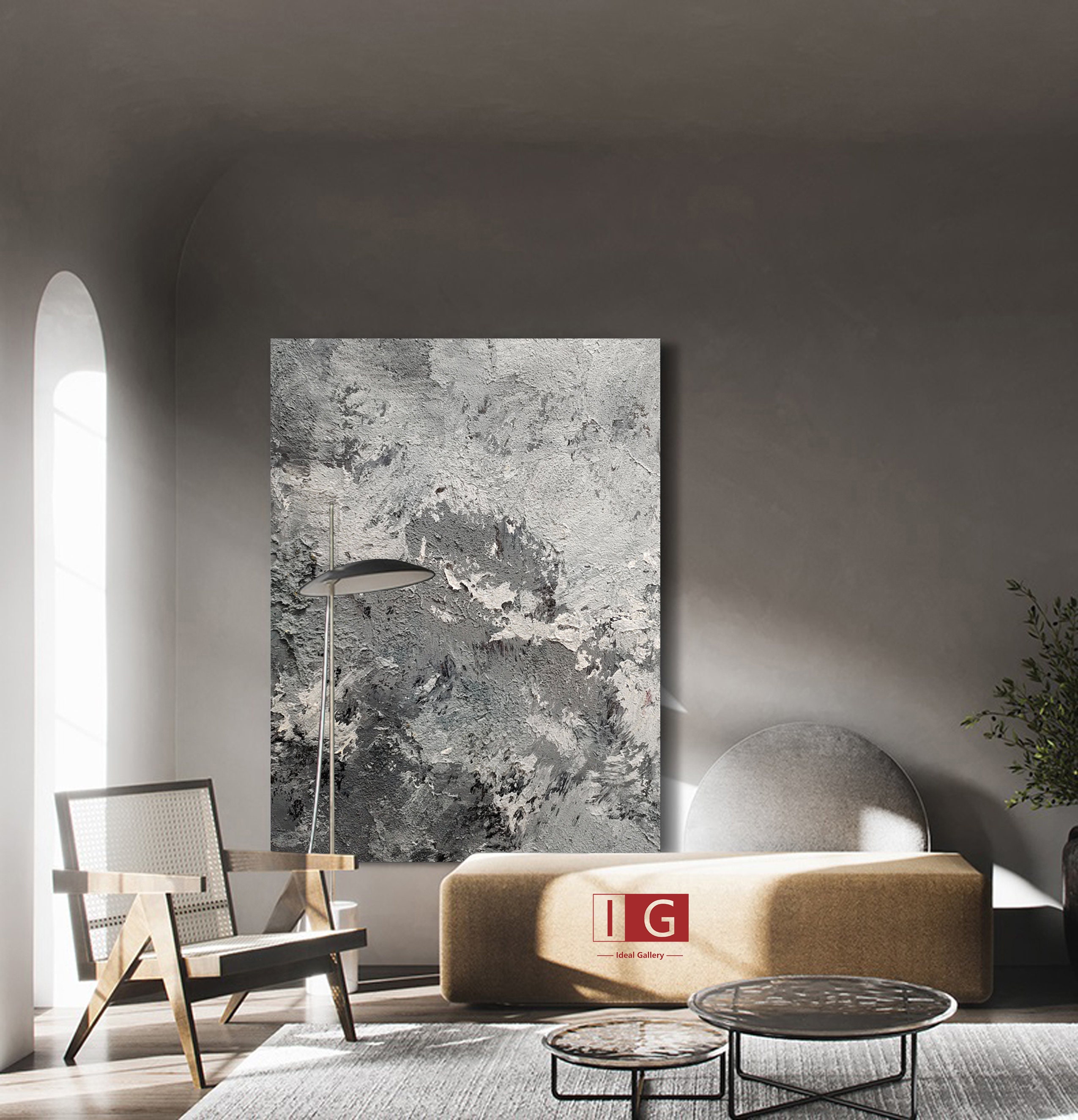 Gray Abstract Painting On Canvas Large grey Abstract Painting Etsy