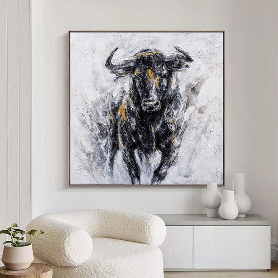 Buy Bull Painting Bull Wall Decor Highland Cow Painting Bull Abstract  Painting on Canvas Stock Market Bull Market Animal Painting Bull Wall Art  Online in India - Etsy