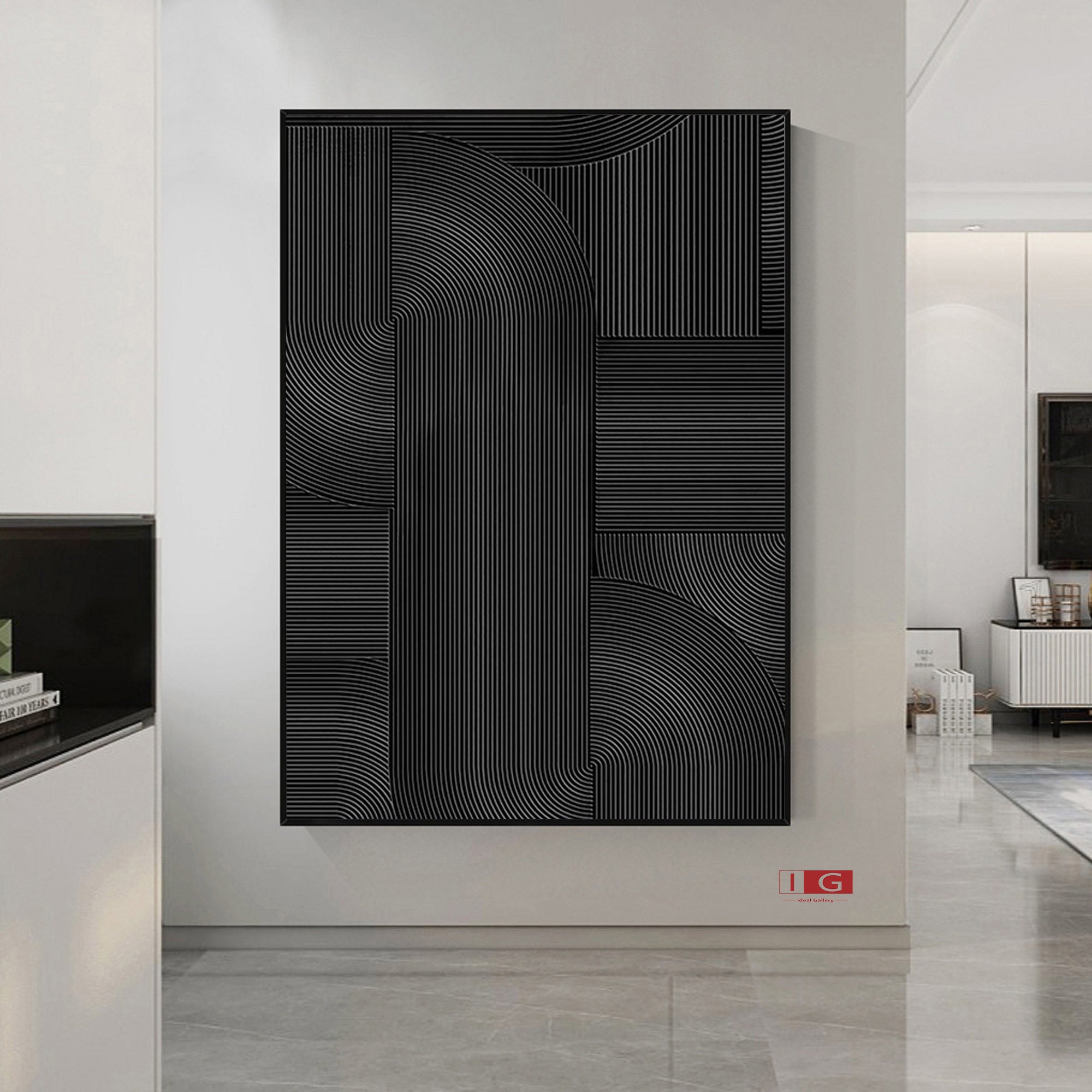 Black Wall Art Black Wall Decor Black Abstract Art Black 3D - Etsy UK