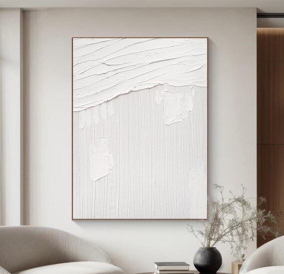 white textured wall art white wall decor white wall art decor white Minimalist art Large Abstract Art decor white Abstract Painting