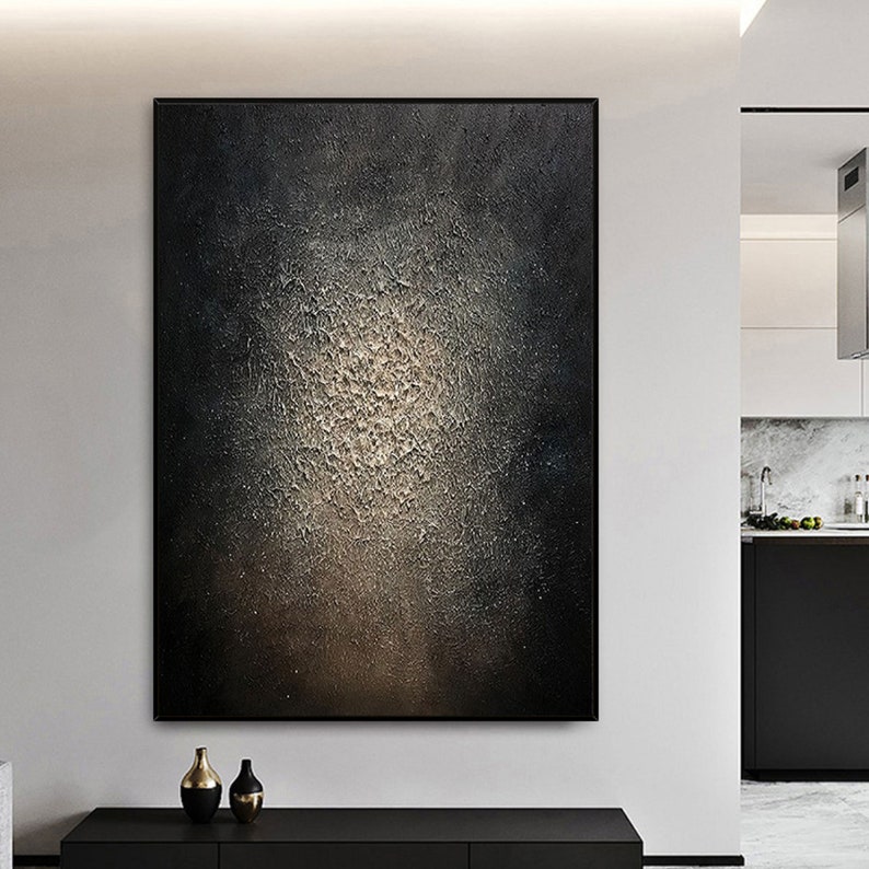 Black and Gold Abstract Art Large Black Abstract Painting Etsy