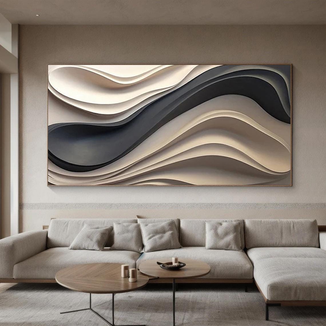 Large Horizontal Hand-painted Sculpture Wall Art Hand-painted Wood