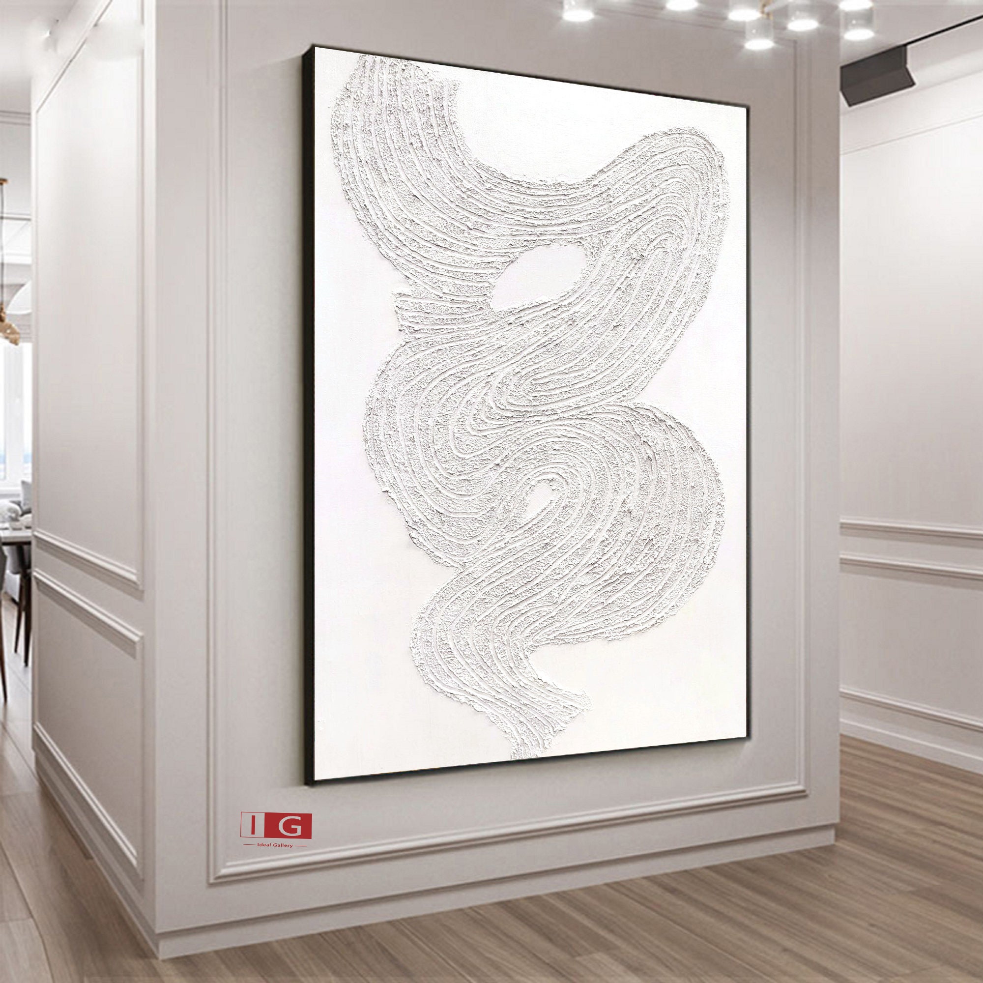 White and Grey Abstract Painting White textured wall art White Etsy