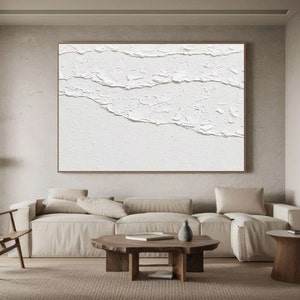 white waves Abstract painting white wall art white 3D Textured art white textured wall art white abstract art white abstract wall art