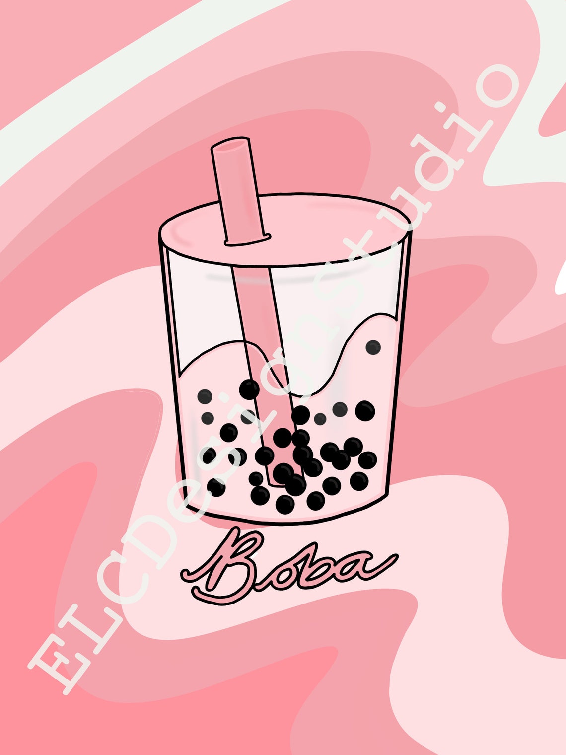 Boba cup phone wallpaper digital download cute | Etsy