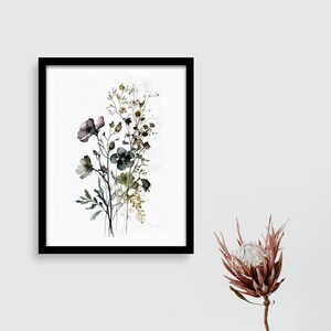 Wildflower Print Abstract Painting Watercolor Wall Art Wall Decor Art Livingroom Art 20x30 Poster Art Black Frame Wall Art Screenprint