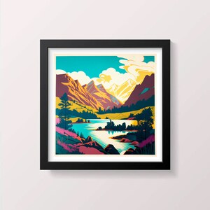 Print Abstract Painting Watercolor Wall Art Wall Decor Art Livingroom Art 20x20 Poster Art Black Frame Wall Art Screenprint Downloadable Art